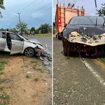 Colisão frontal entre dois veículos deixa duas pessoas feridas em Braço do Norte