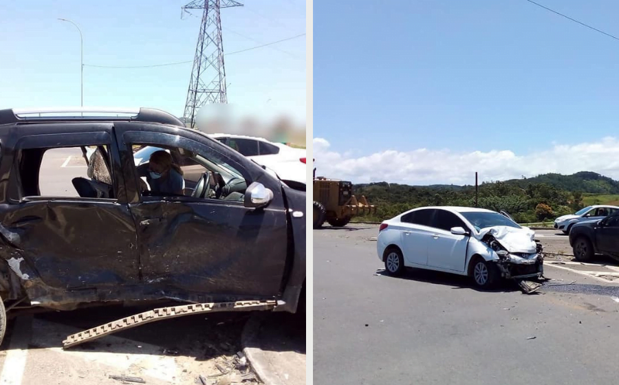 Colisão entre dois carros deixa quatro pessoas feridas em Sangão