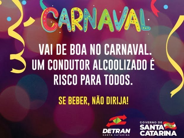 Detran de Santa Catarina alerta para o número de infrações durante o Carnaval