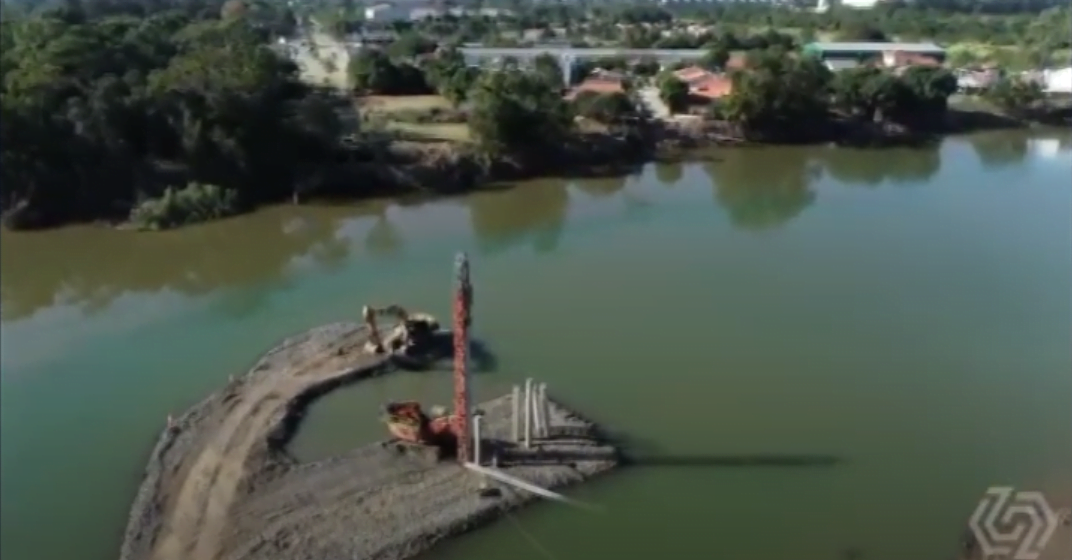 Imagens de drone registram evolução da ponte entre Tubarão e Capivari de Baixo; VÍDEO