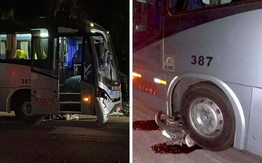 Jovem fica gravemente ferido após batida entre moto e ônibus