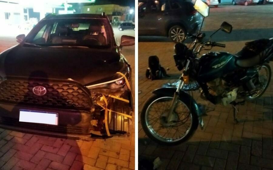 Motociclista fica ferido após colisão com carro em Jaguaruna