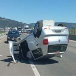 Embriagado e com CNH suspensa, motorista é preso após capotar carro na BR-101