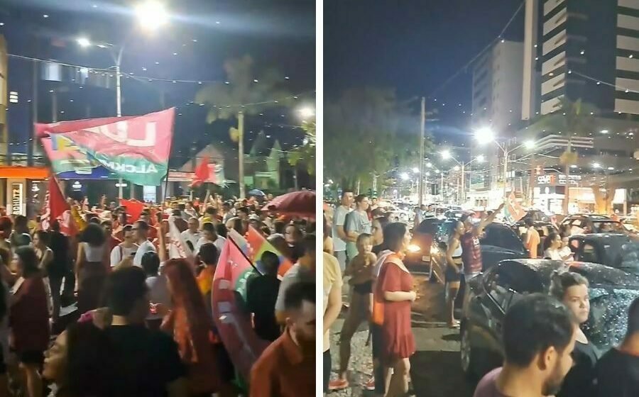 Apoiadores comemoram vitória de Lula no Centro de Tubarão; VÍDEO