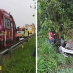 Carro sai da pista e capota em barranco às margens da BR-101, em Jaguaruna