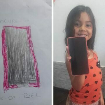 Criança perde celular, faz desenho para encontrá-lo e recupera aparelho