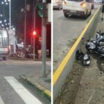 Entregador de lanches é arremessado de moto ao ser atingido por carro em Tubarão; VÍDEO