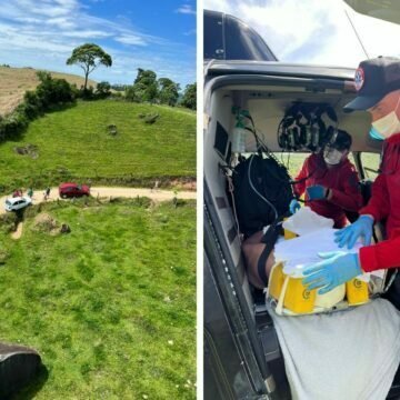 Quatro pessoas ficam feridas após capotamento em estrada de chão