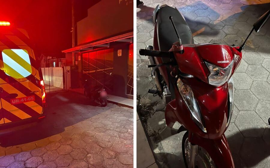 Entregador sofre escoriações ao cair de moto em rodovia de Jaguaruna