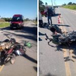 Colisão entre moto e bicicleta elétrica deixa três feridos em Jaguaruna