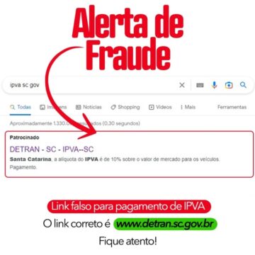 Governo de SC e Detran alertam para golpe no pagamento do IPVA via PIX no estado
