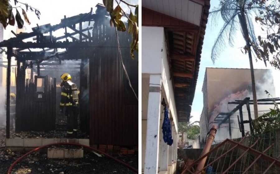 Incêndio destrói duas residências e causa danos em mais três moradias