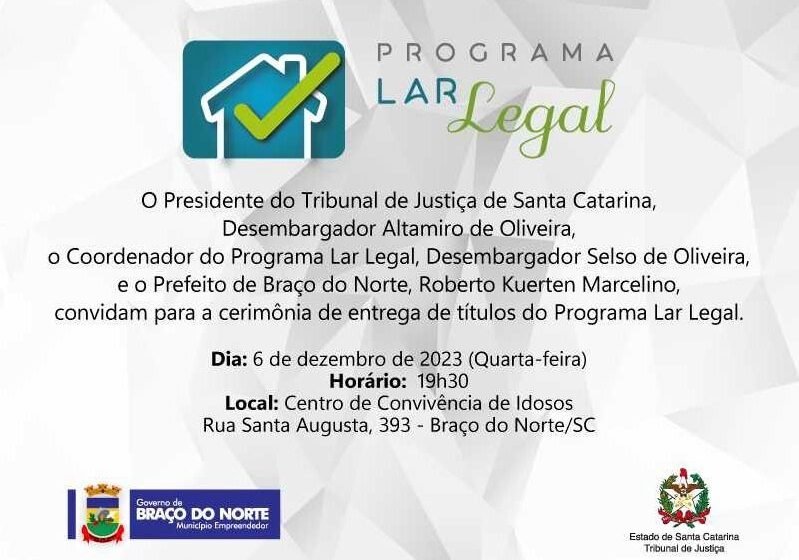 Programa Lar Legal beneficiará 102 famílias com títulos de propriedade em Braço do Norte