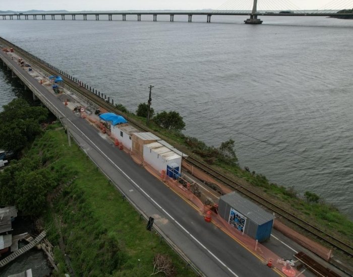 Obra na Ponte Henrique Lage: valor investido vai refletir no aumento do pedágio na BR-101/Sul