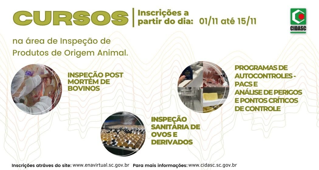 Cidasc oferece novas turmas em capacitações em inspeção sanitária de produtos de origem animal