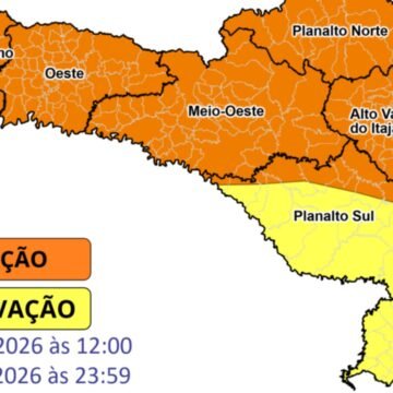 Defesa Civil emite alerta para temporais em Santa Catarina nesta quinta-feira