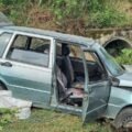 Acidente de trânsito com saída de pista deixa três feridos na SC-370, em Gravatal